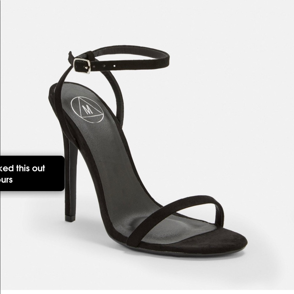black barely there heels